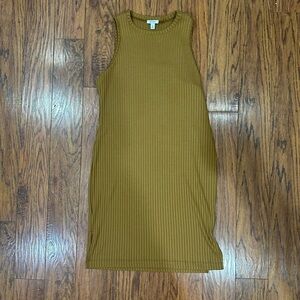 Nine West Mustard Ribbed Midi Dress